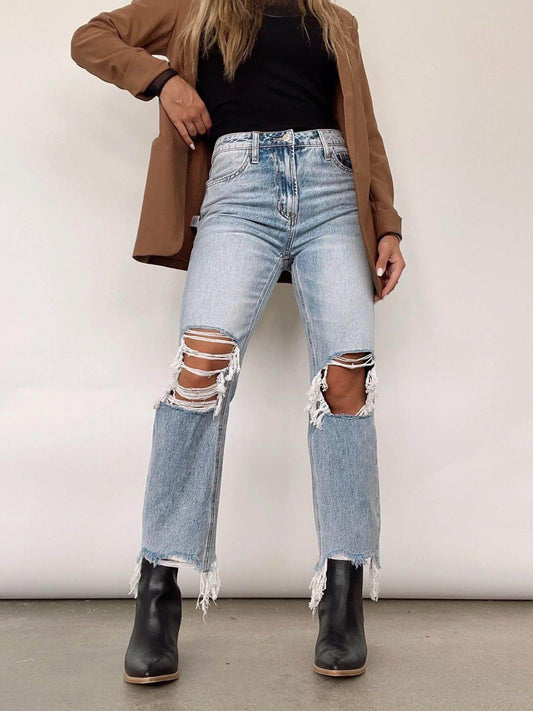 Jeans Talle Alto Corte Recto Vintage