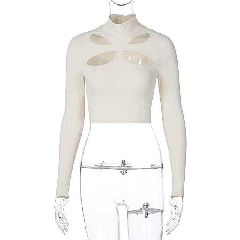 Crop Top Manga Larga Estilo Francés Elegante