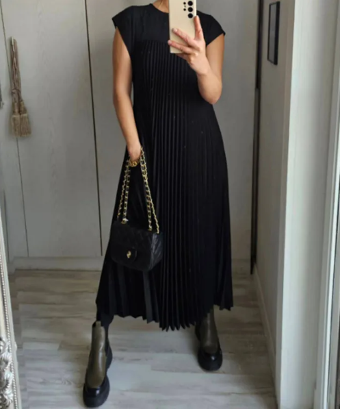 Vestido Suelto Color Sólido Casual Elegante