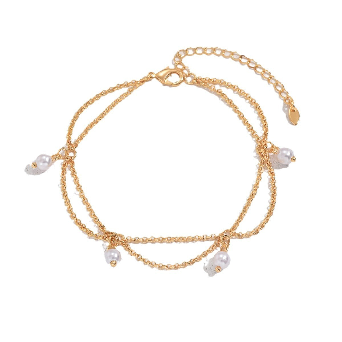 Tobillera Estrella Hexagonal con Perla Dorada