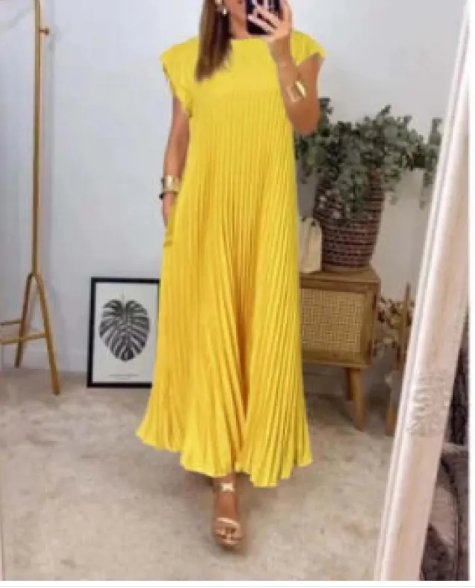 Vestido Suelto Color Sólido Casual Elegante