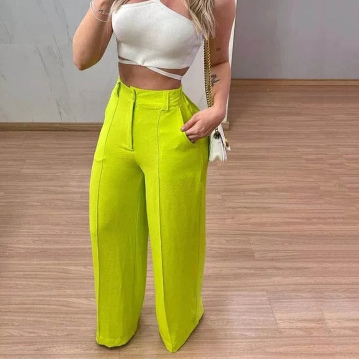 Conjunto Top Corto y Pantalón Ancho Cintura Alta