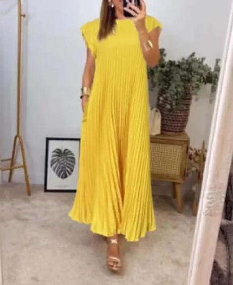 Vestido Suelto Color Sólido Casual Elegante
