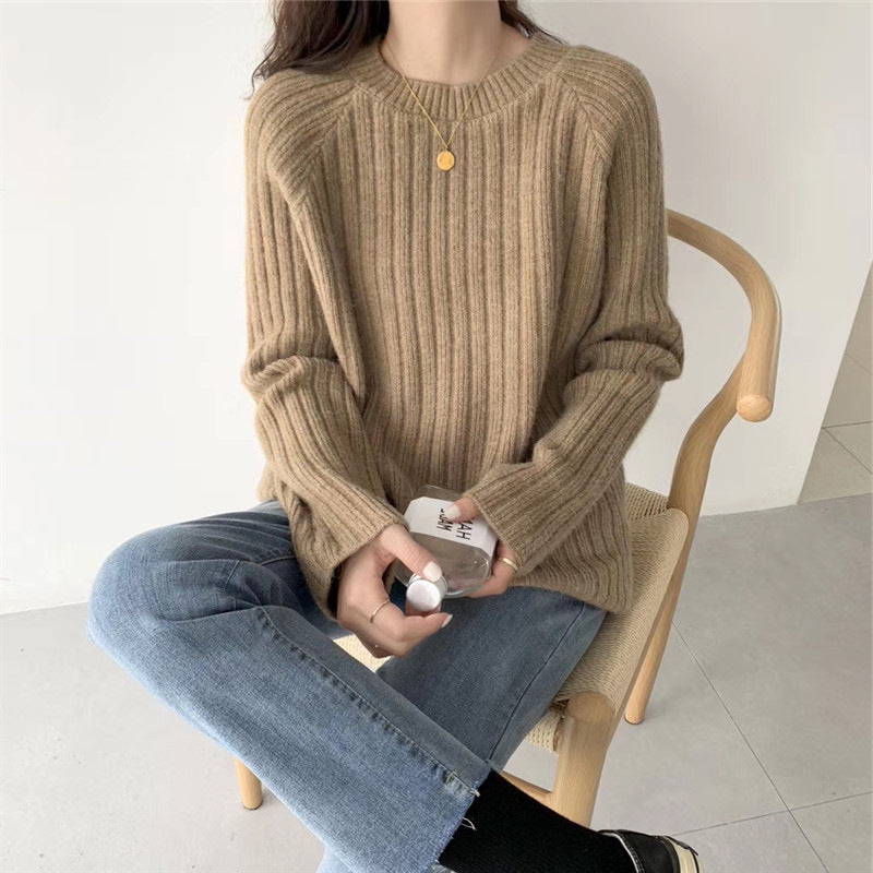 Jersey de Punto Suelto Versátil Otoño