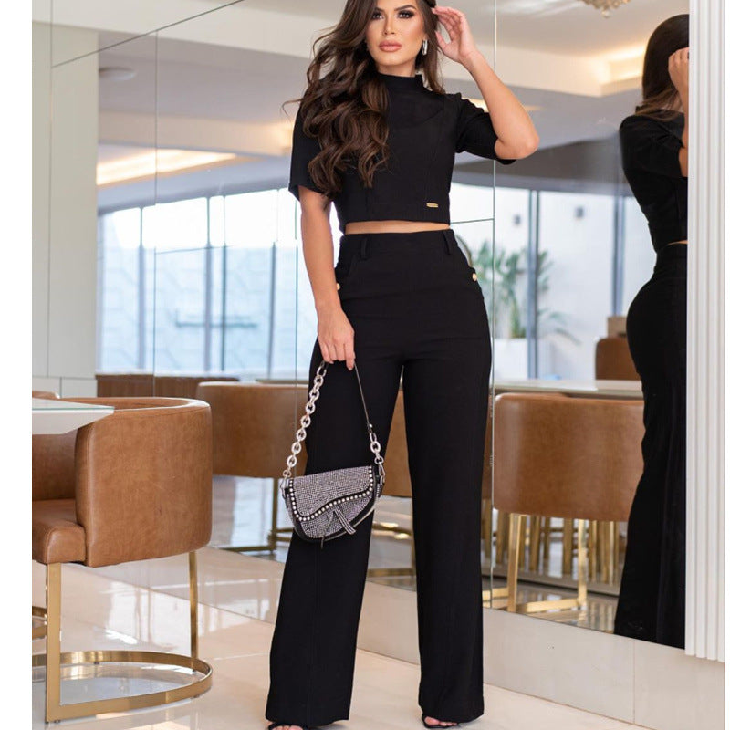Conjunto Casual Top y Pantalón Cintura Alta