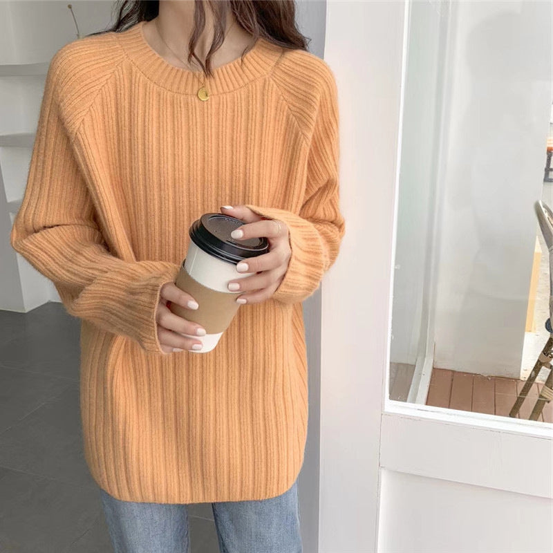 Jersey de Punto Suelto Versátil Otoño