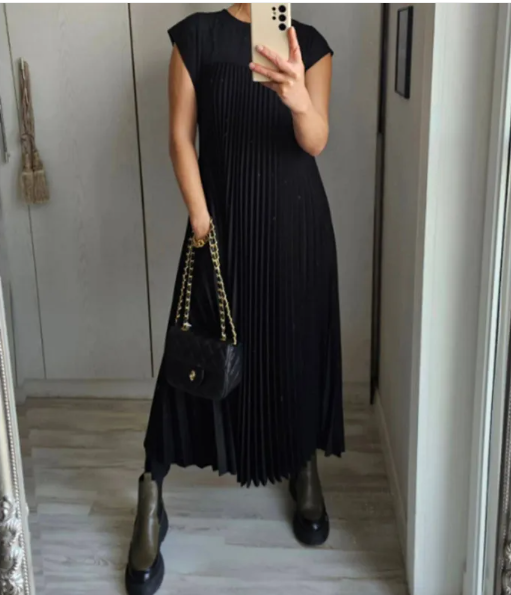 Vestido Suelto Color Sólido Casual Elegante