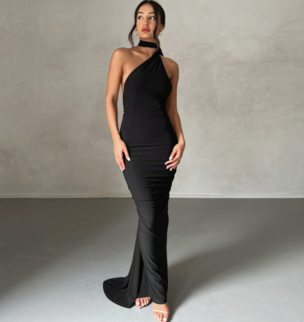 Vestido Tubo Halter Sin Espalda