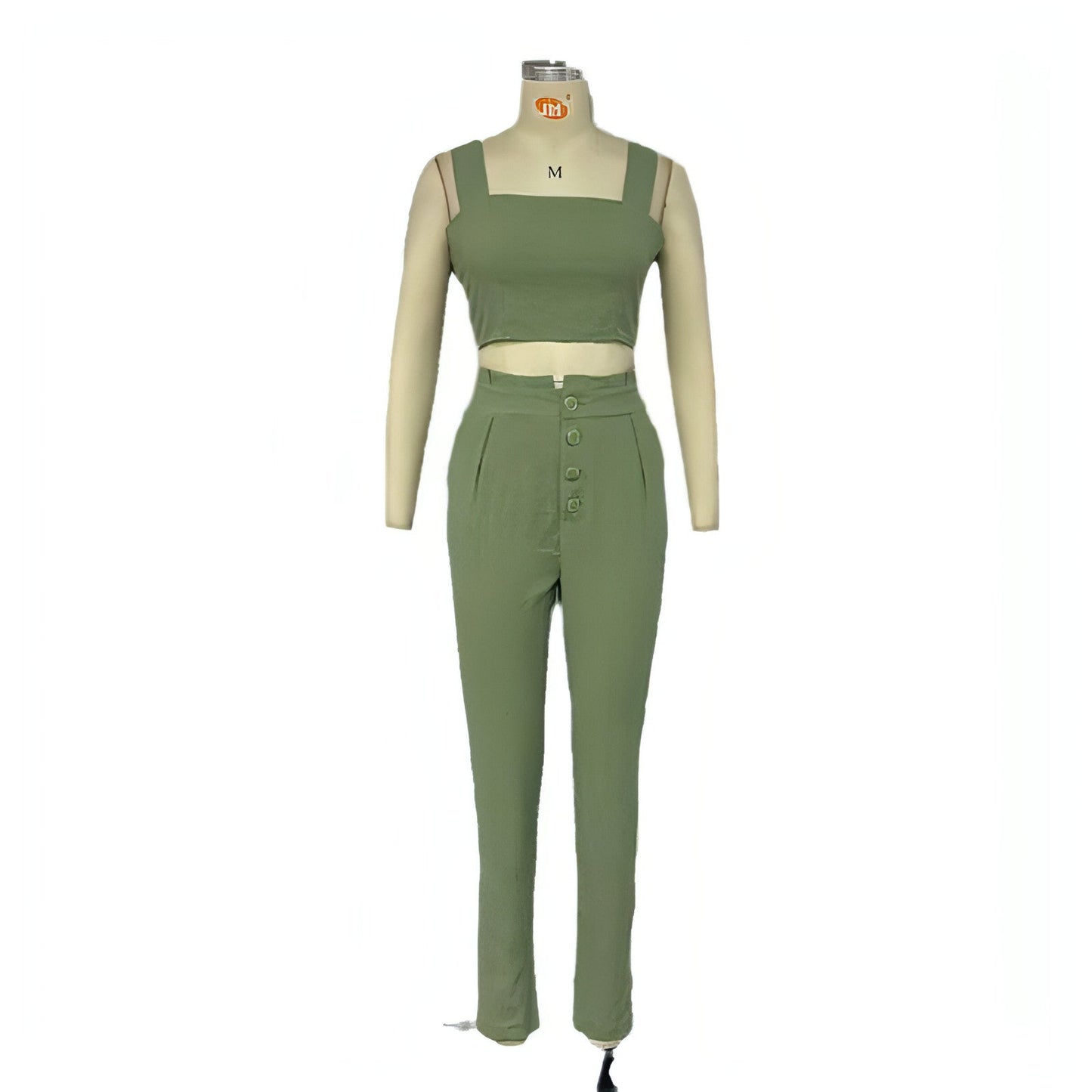 Conjunto Crop Top Tirantes y Pantalón Cintura Alta