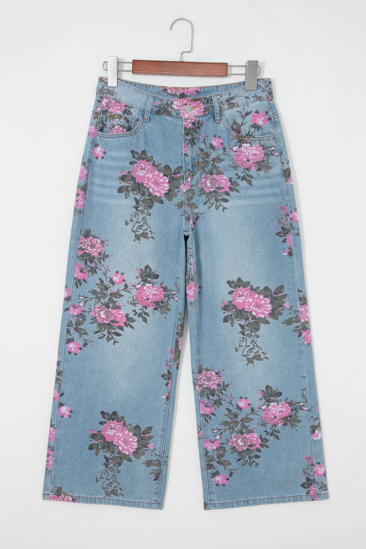 Jeans Bootcut Estampado Floral Vintage Tiro Alto