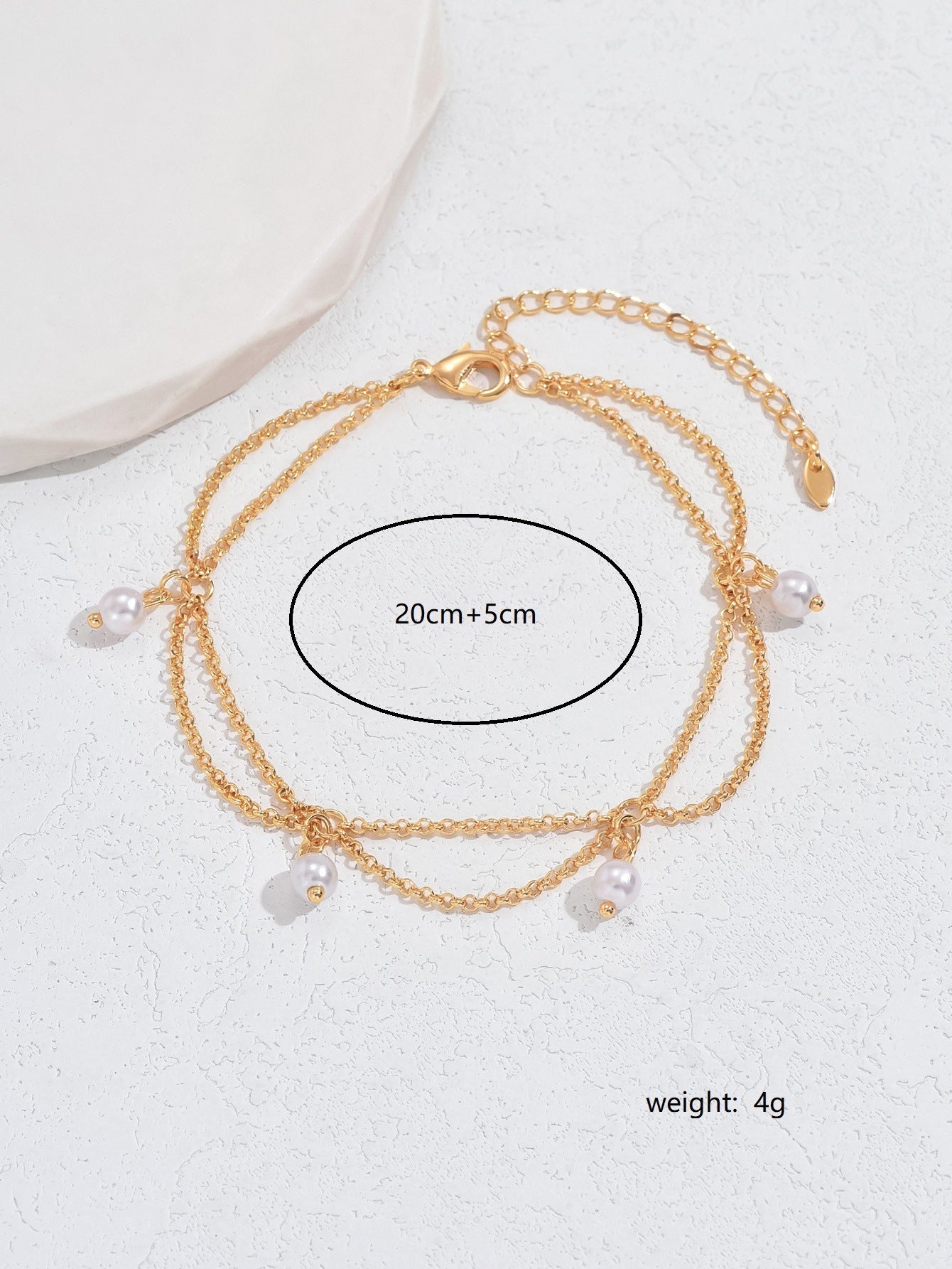 Tobillera Estrella Hexagonal con Perla Dorada