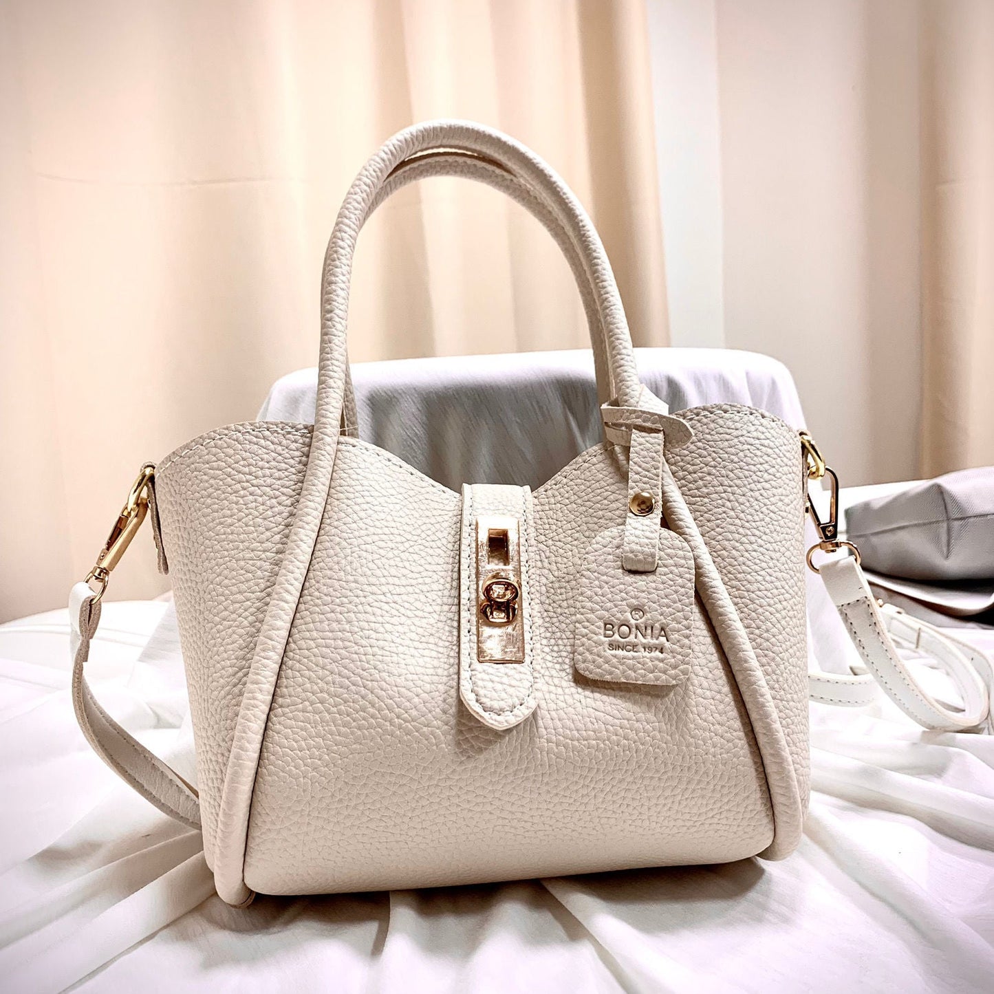 Bolso Tote Litchi con Asa de Pañuelo de Seda