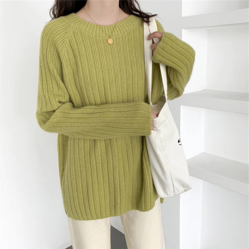 Jersey de Punto Suelto Versátil Otoño