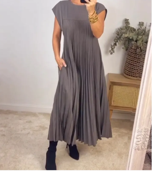 Vestido Suelto Color Sólido Casual Elegante