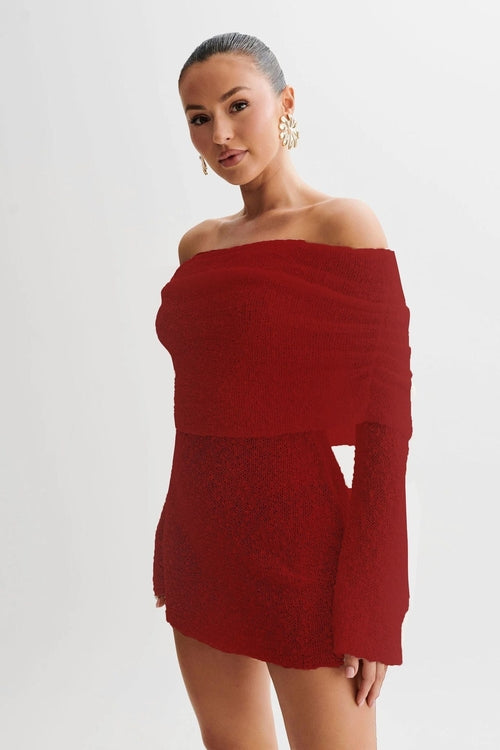 Vestido Bodycon de Punto Escote Bote