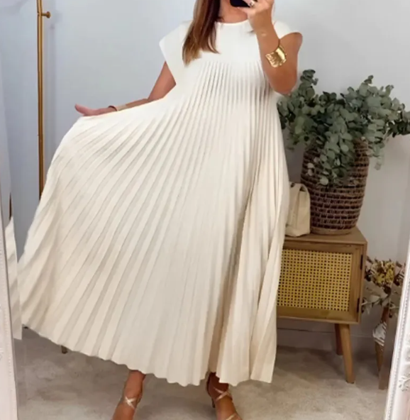 Vestido Suelto Color Sólido Casual Elegante