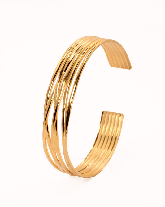 Brazalete Karol Ancho Baño Oro 18K Statement