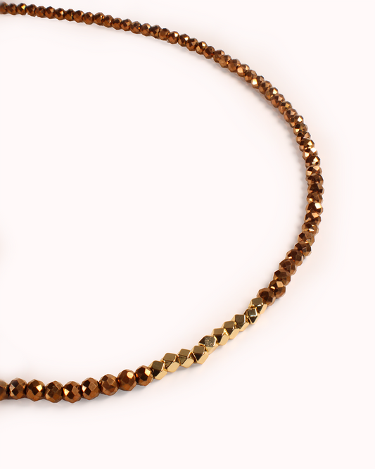Collar Mocca Perla Cristal Baño Oro 18K