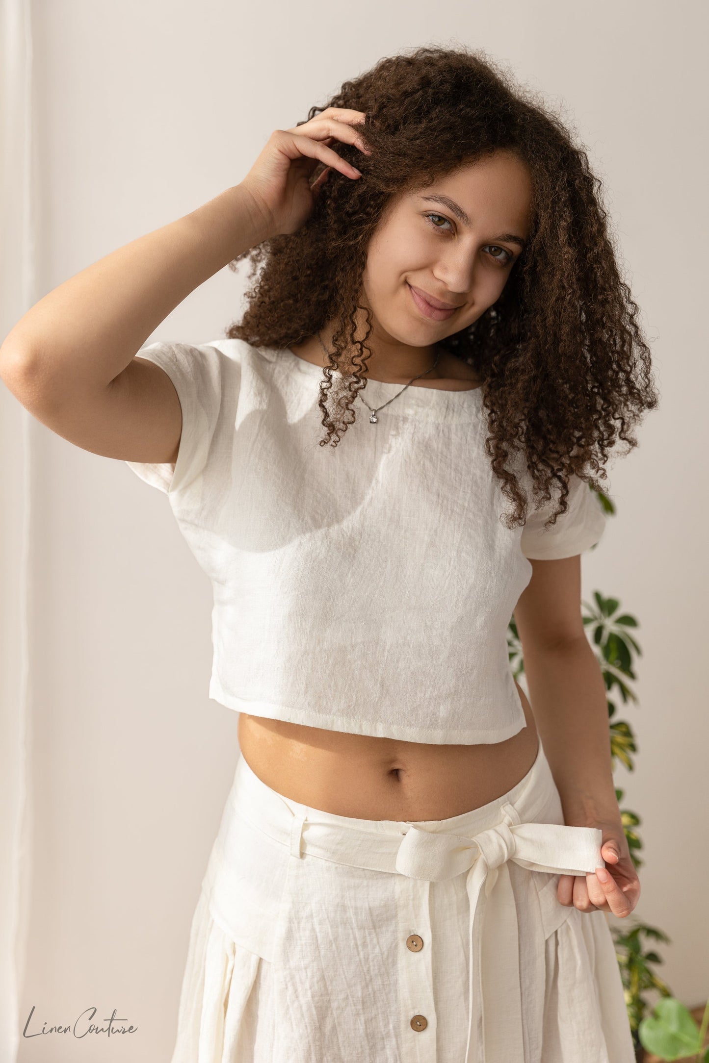 Conjunto Lino Crop Top y Falda Midi — Taormina