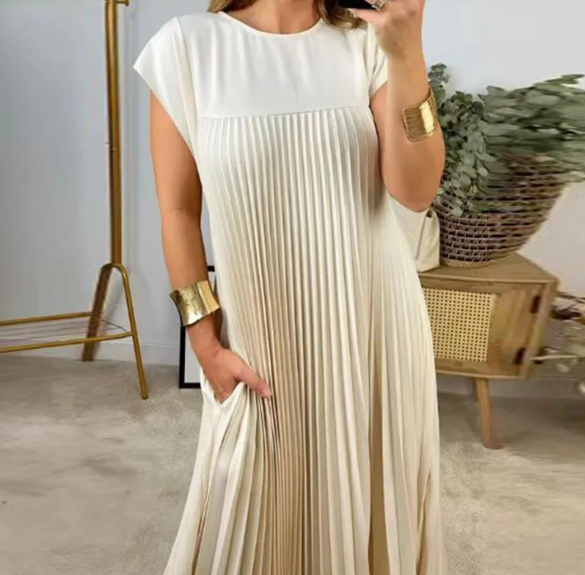 Vestido Suelto Color Sólido Casual Elegante