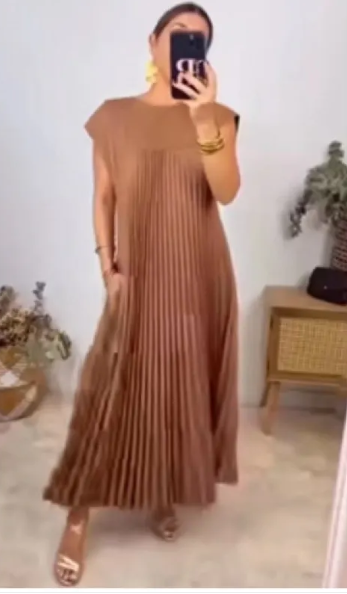 Vestido Suelto Color Sólido Casual Elegante