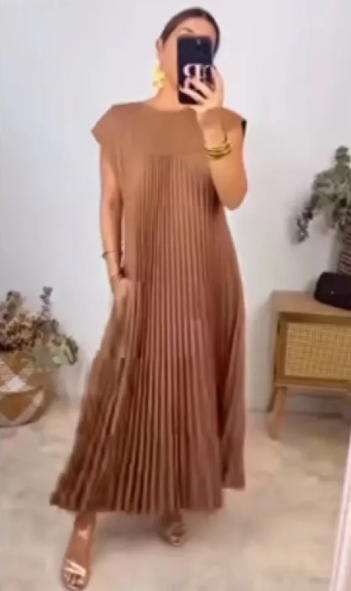 Vestido Suelto Color Sólido Casual Elegante