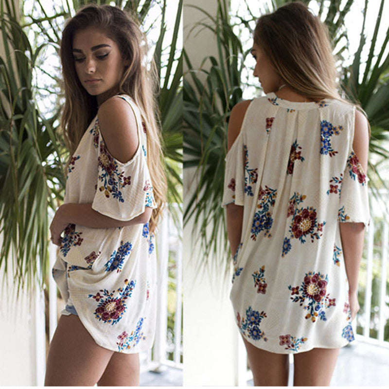 Top Corto Hombros Descubiertos Estampado Floral