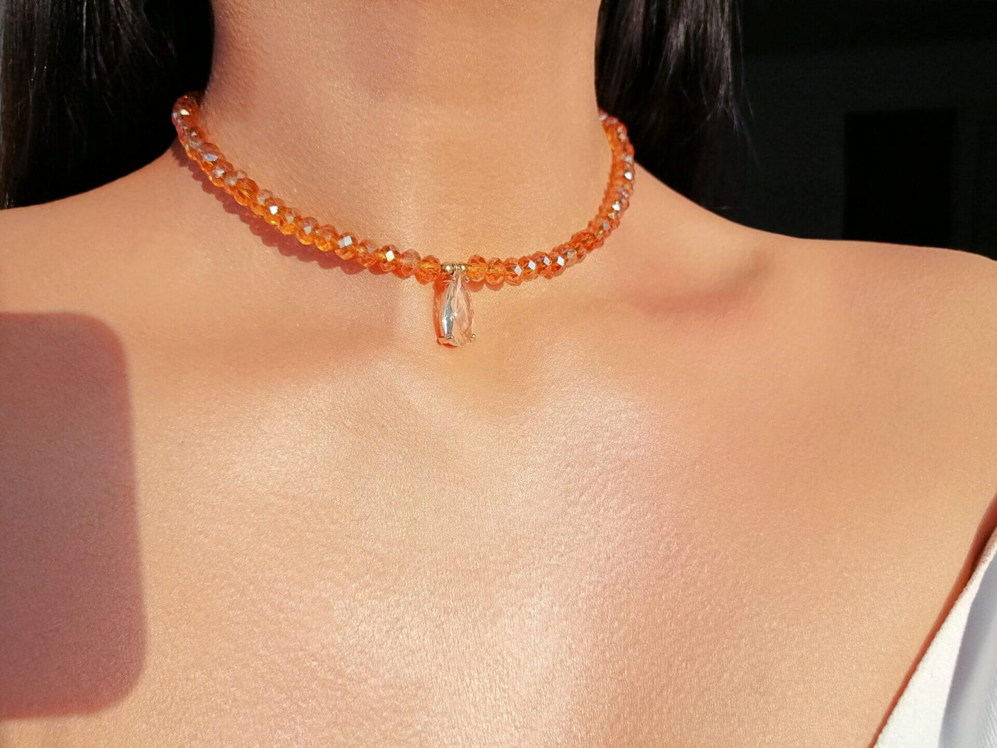 Choker Cristales Austriacos Color Champán — 18K