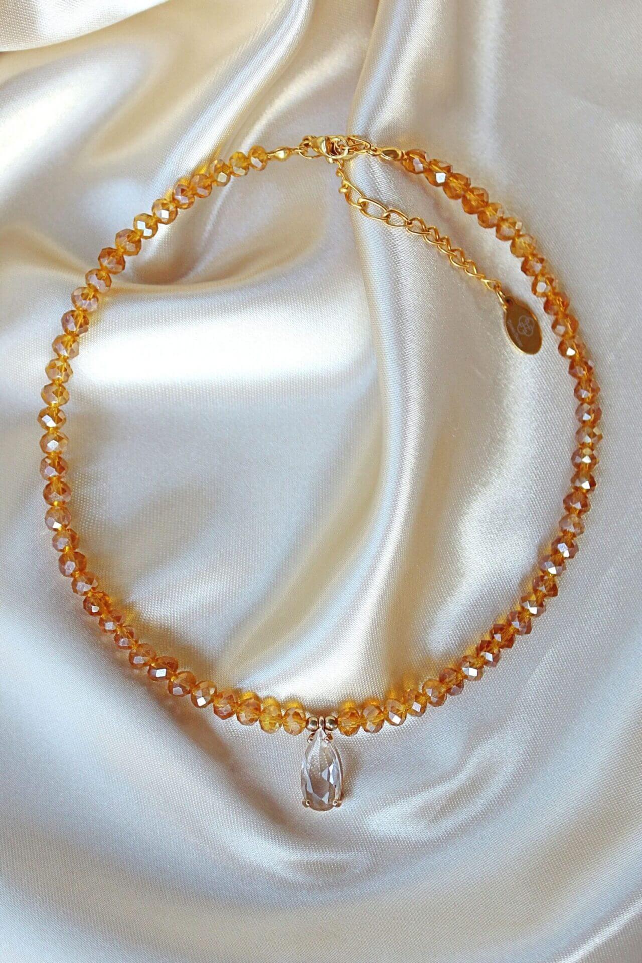 Choker Cristales Austriacos Color Champán — 18K