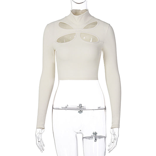 Crop Top Manga Larga Estilo Francés Elegante