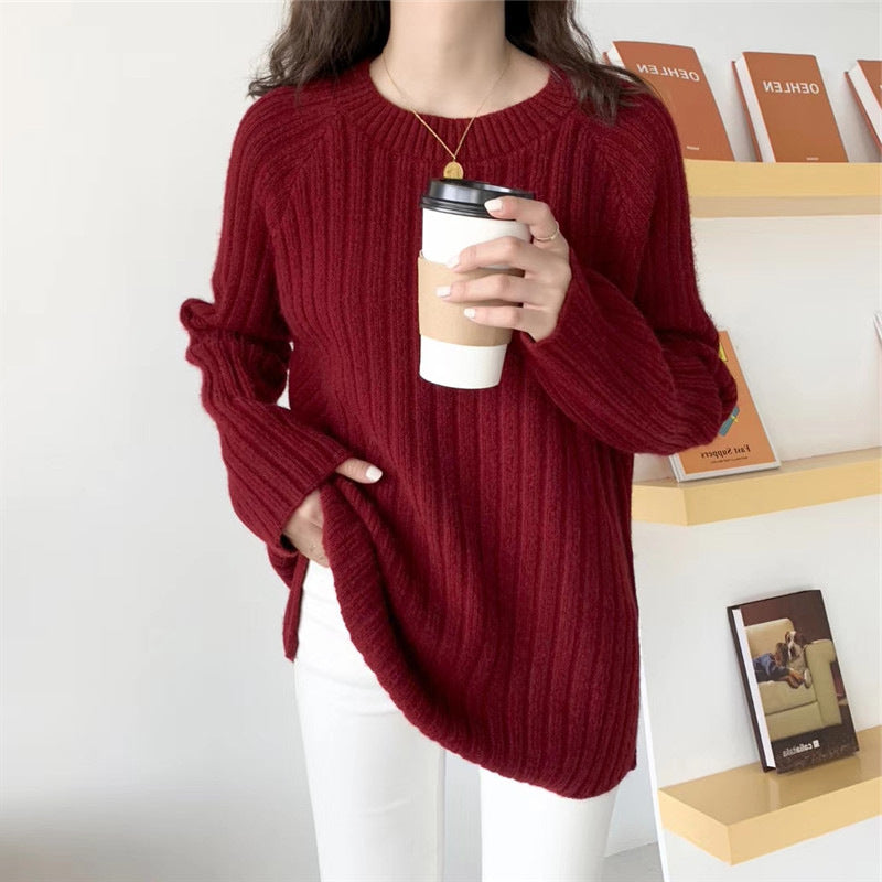 Jersey de Punto Suelto Versátil Otoño