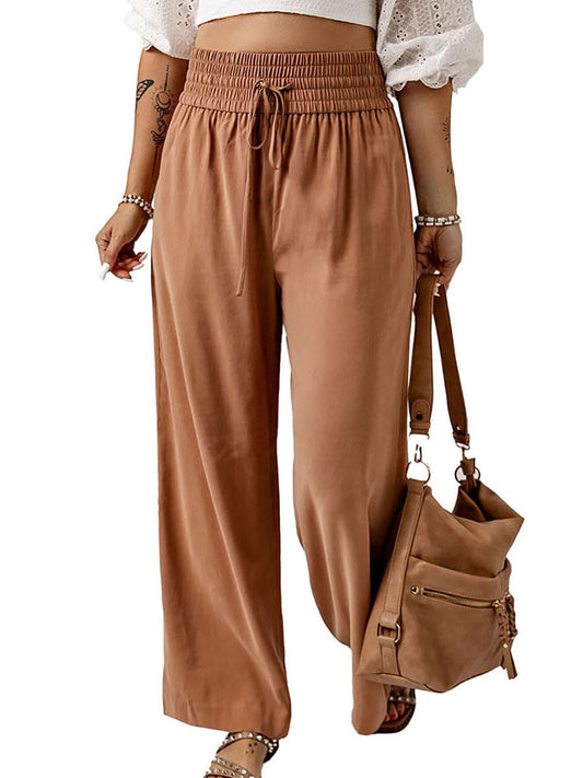 Pantalones Palazzo Anchos Cintura Alta con Cordón