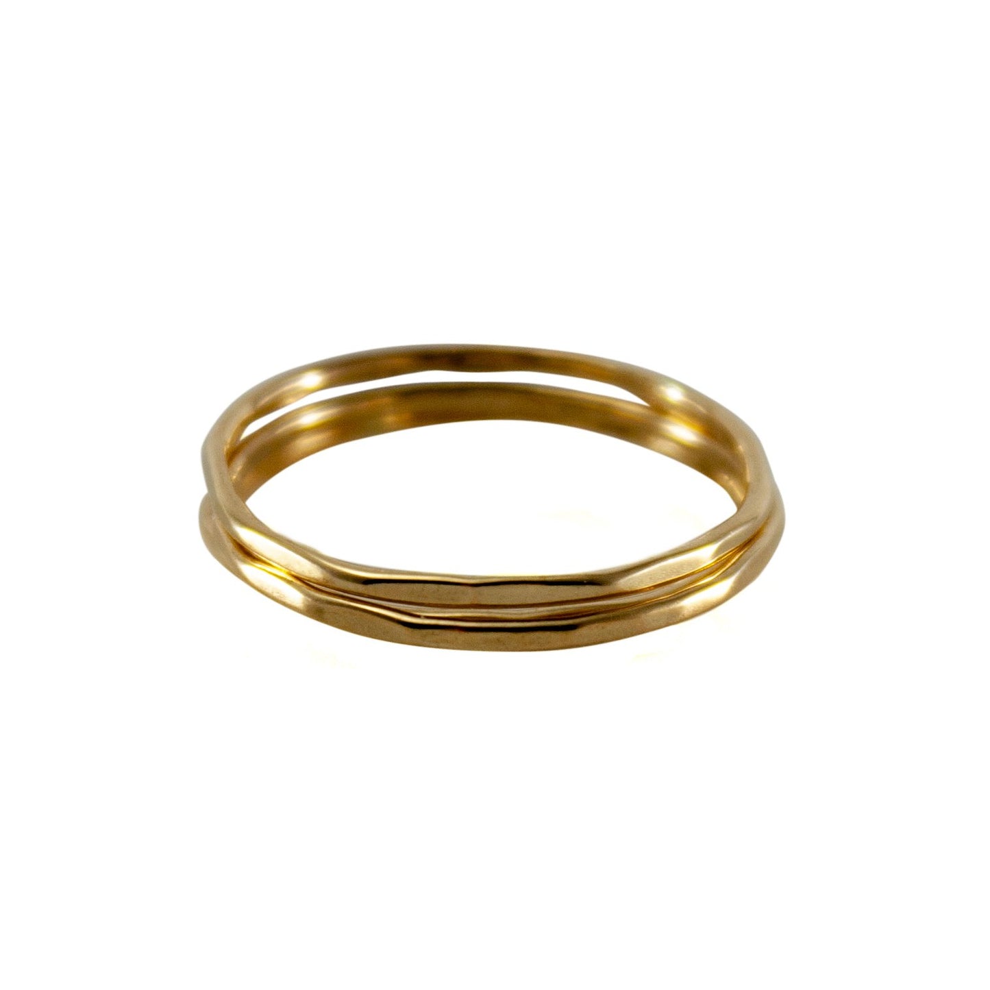 Stack de Anillos Martillados Oro 14K